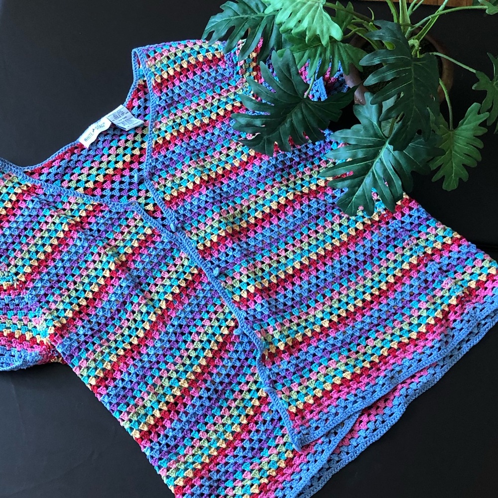 Crocheted Short Sleeve Cardigan